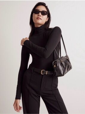 NWOT Madewell Black Long Sleeve Turtleneck Bodysuit Size XL